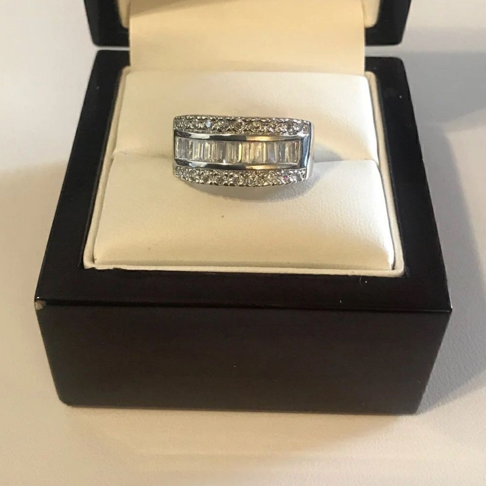 4Ct Baguette & Round Cut Sim Diamond Band Ring Sz 9